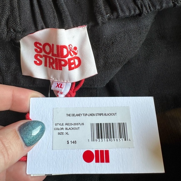NWT SOLID & STRIPED the delaney top linen stripe blackout size XL - Picture 3 of 6